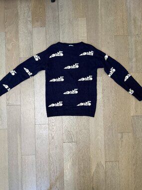 Prada Milano Navy Racecar Intarsia Wool Sweater 48